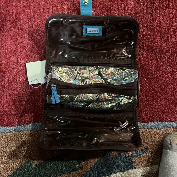 NWT STEPHANIE JOHNSON Brown Faux Fur Roll Up Cosmetic Make Up Bag - Picture 2 of 4